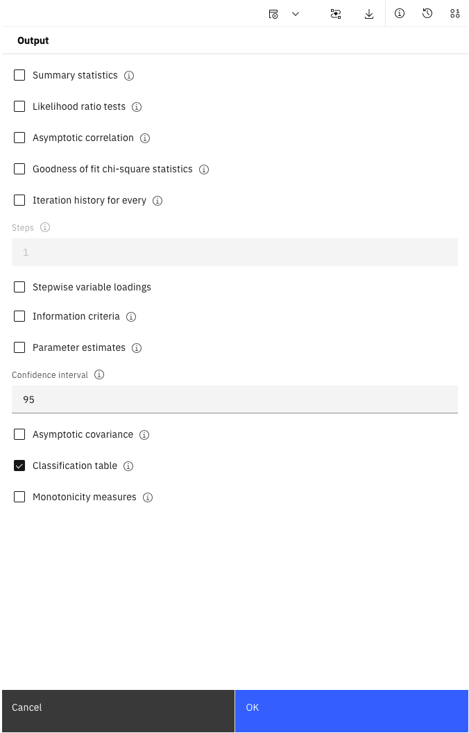 Logistic node Output options