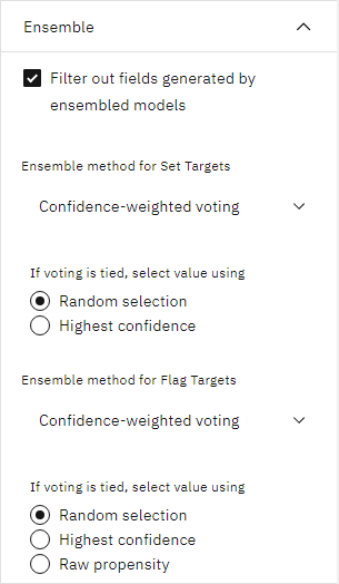 Auto Classifier node, ensemble options