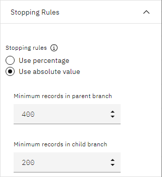 Setting the stopping criteria for decision tree building