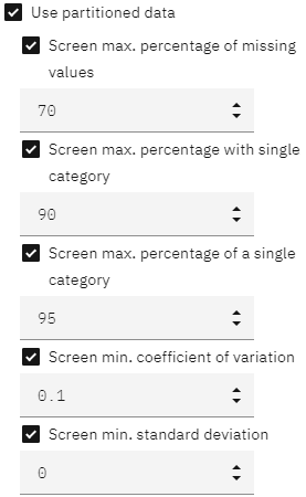 Build Options for Feature Selection node