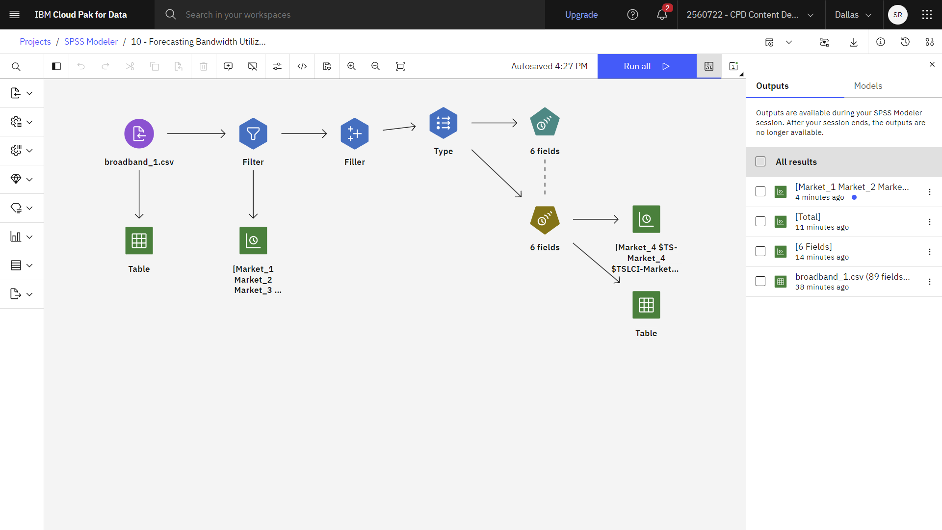 Time plot node with Results pane