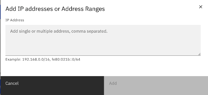 A list of permitted private IP addresses for the Cloud Pak for Data as a Service cluster