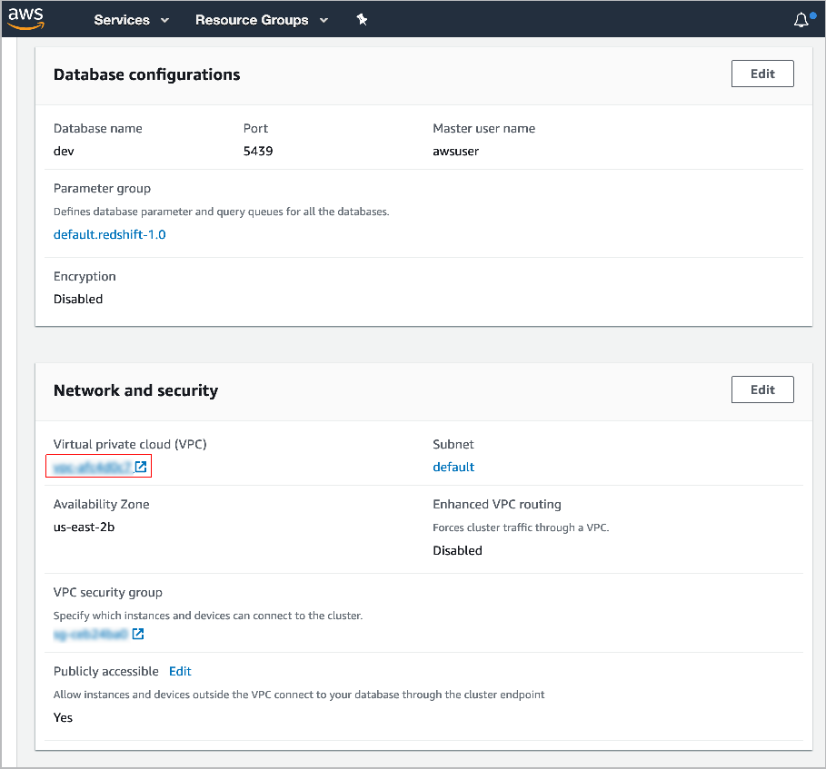 AWS VPC security group