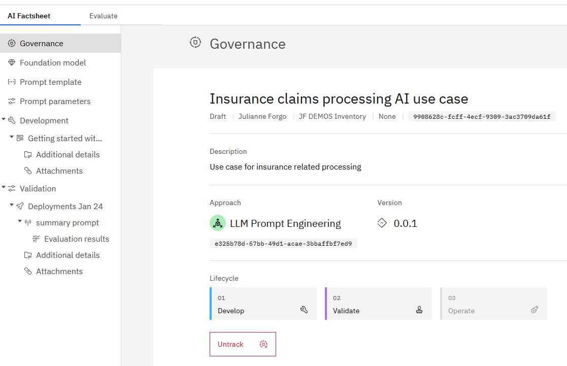 Come visualizzare un factsheet per un modello di prompt tracciato