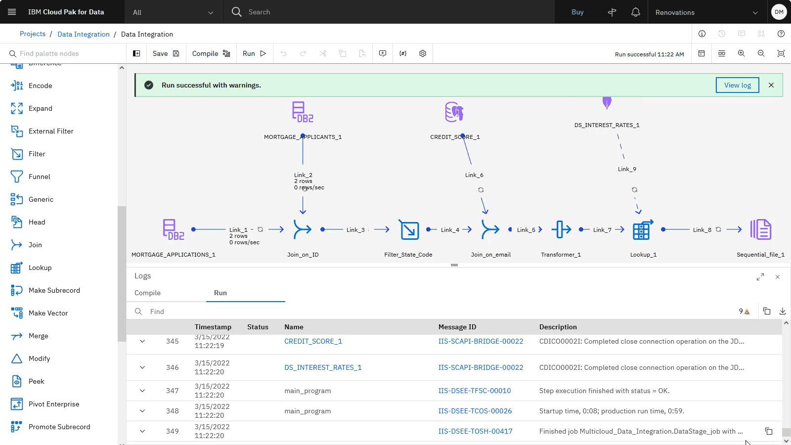 Ejecución de DataStage completada