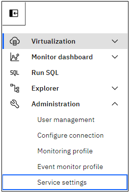 Data Virtualization Service menu