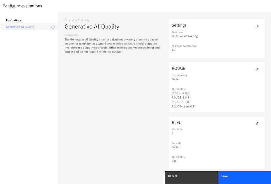 Configure evaluations