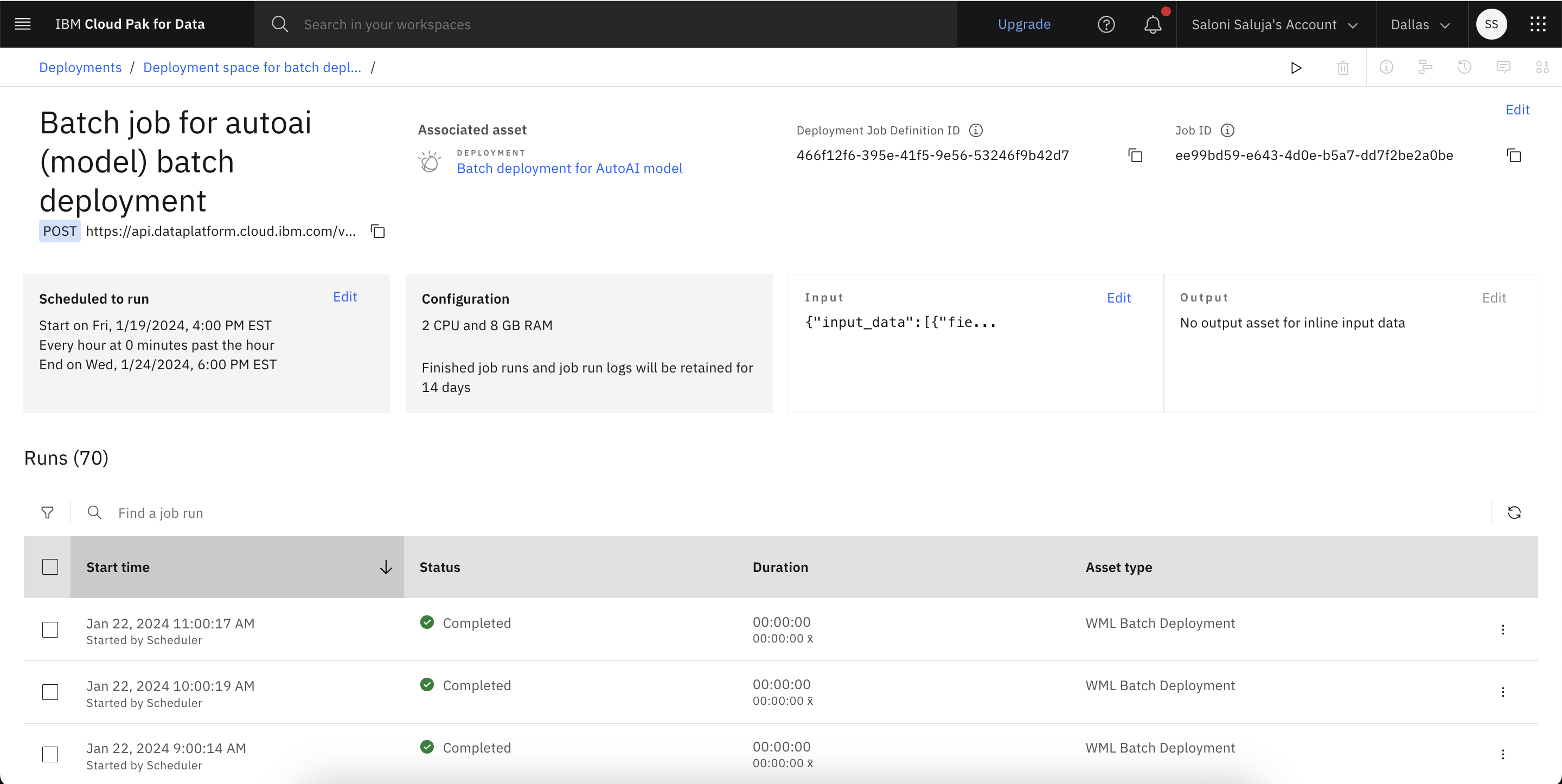 Creating batch deployments | IBM Cloud Pak for Data as a Service